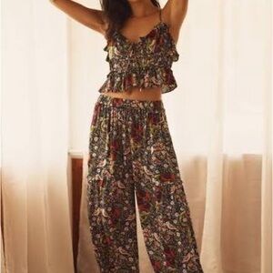 NWT Anthropologie Floral Ruffle Crop Top